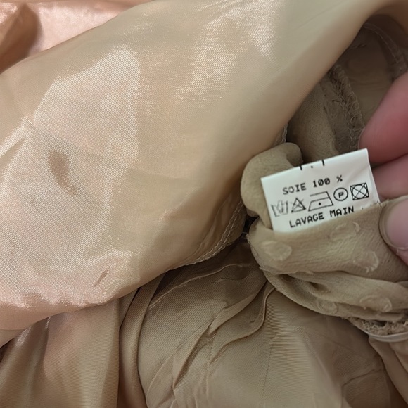 Sandro Women’s Polka Dot Silk Delicate Lightweight Dress Tan Size Small - Picture 11 of 11